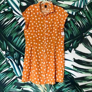 💋NWT Orange and White Polka Dot Shirt Dress💋